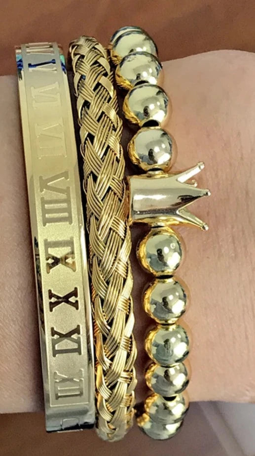 Men's Beaded Crown & Bangle Set