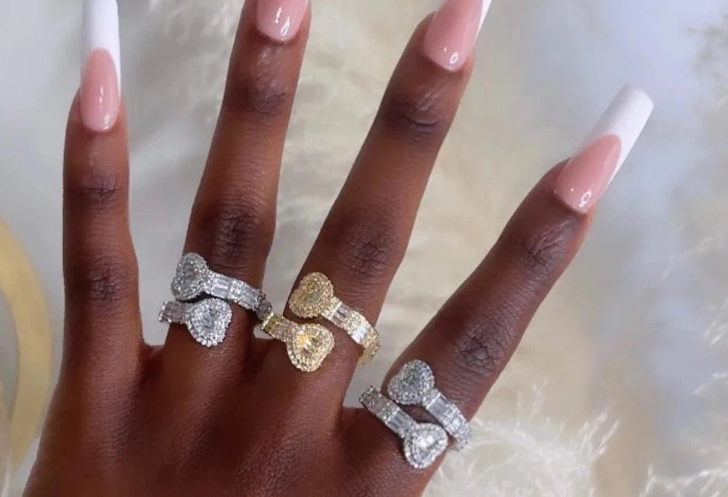 Open Heart Iced Ring